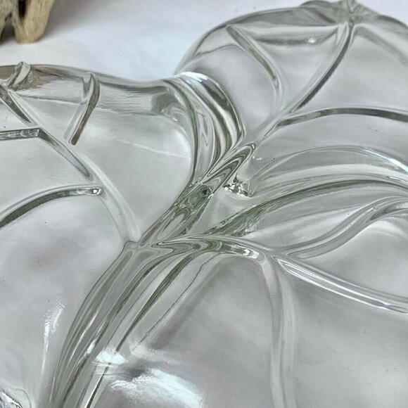 Vintage Clear Glass Leaf Shaped Divided Relish Dish - Picture 5 of 5